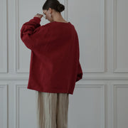 Crew Neck LS Tuck Rib Pullover.