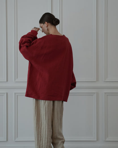 Crew Neck LS Tuck Rib Pullover