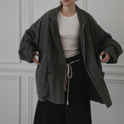 Back-Open Peak Lapel Double-Breasted Over Jacket.