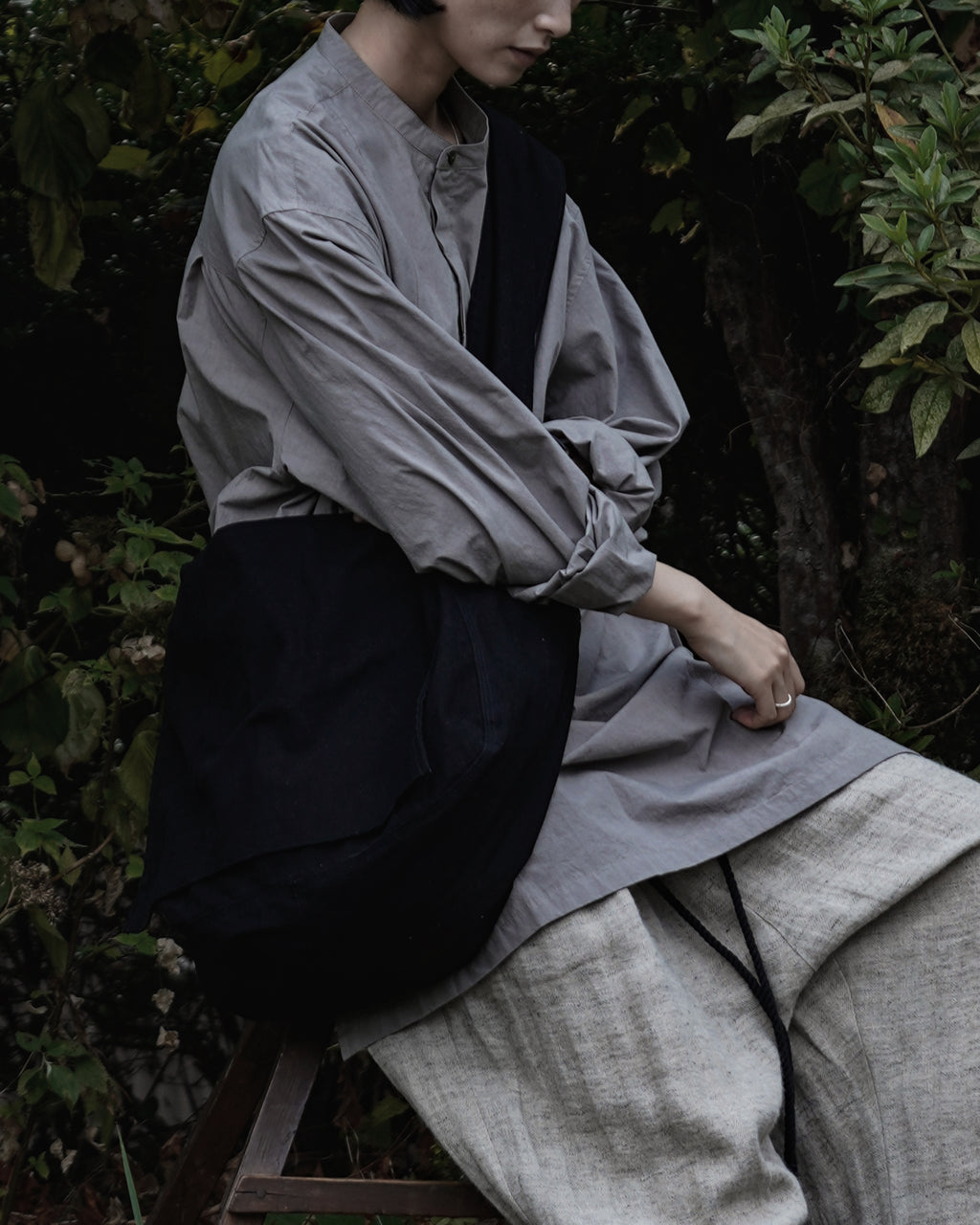 Cotton Canvas News Paper Bag <#black>
