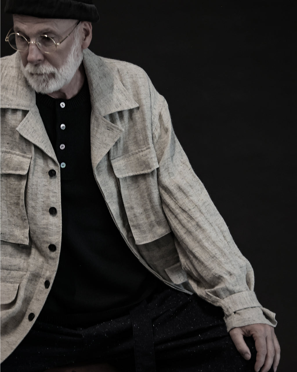 Linen Herringbone M-43 Field Jacket <#heather gray>