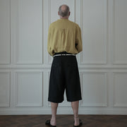 High Waist 2 Tuck Wide Half Trousers.