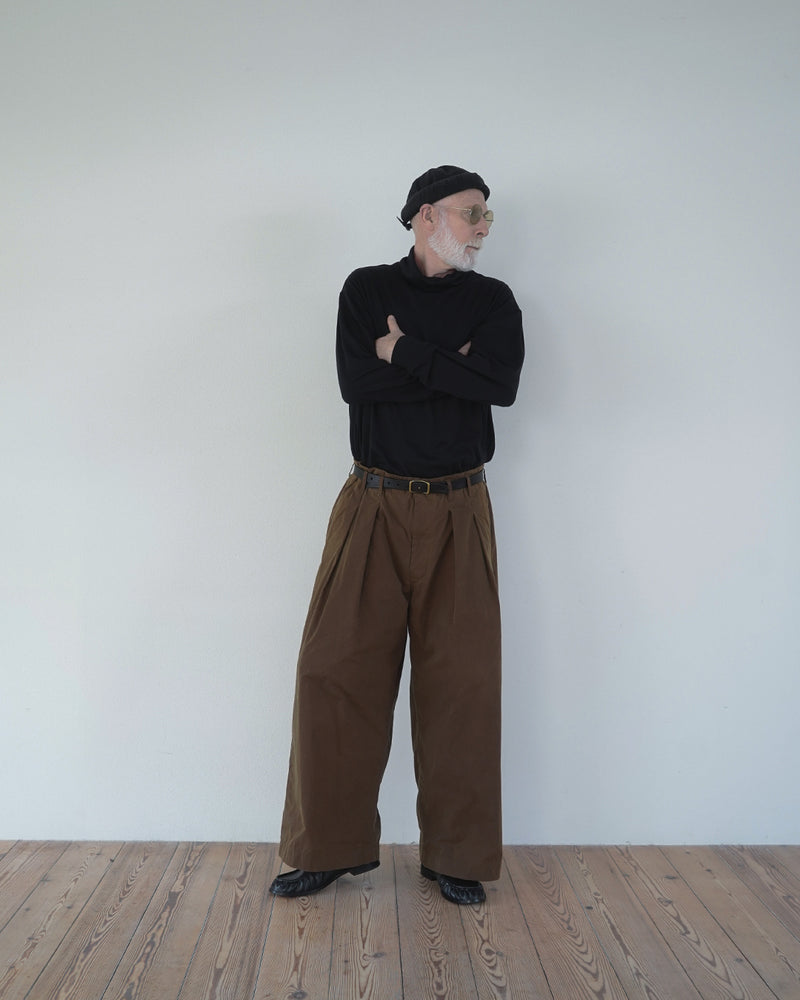 Oiled Wax Washed Moleskin Wide Baggy Pants <#camel>