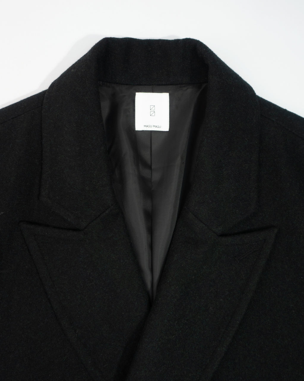 Wool Blend Double-Breasted Long Coat <#black>
