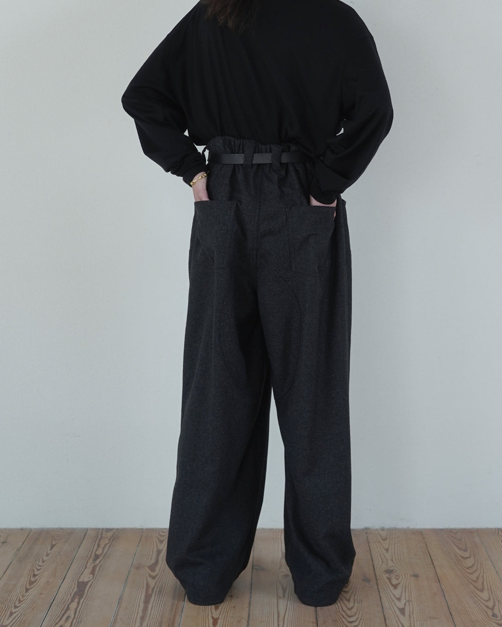 Wool Blend Tweed Double-Knee Painter's Work Pants <#black>