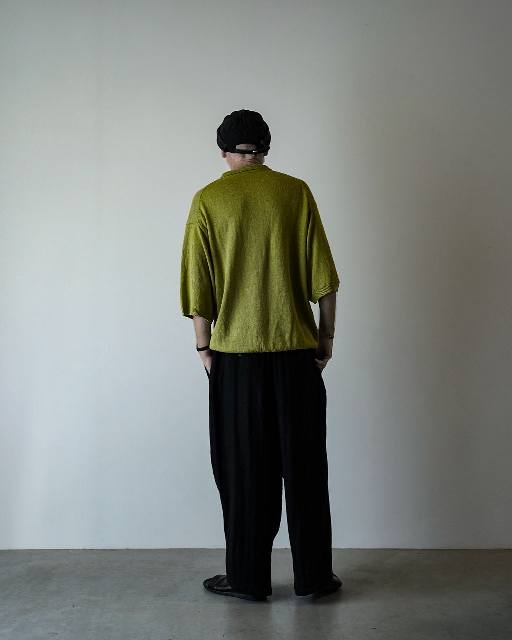 Linen Mid-Gauge Half Sleeve Knit Polo <#yellow>