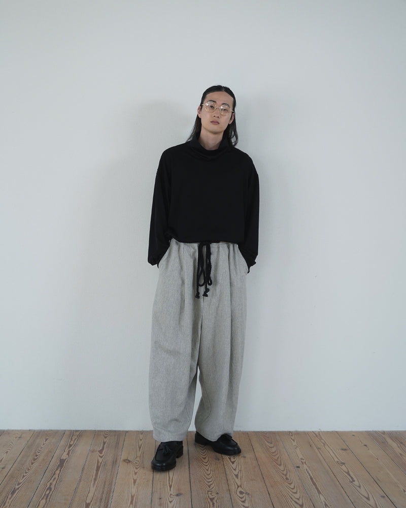 Shetland Wool Linen Rope Belt Easy Sarouel Pants <#light gray>