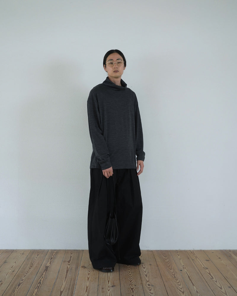 Super100s WOOL Plating Turtleneck L/S Logo TEE <#heather gray>