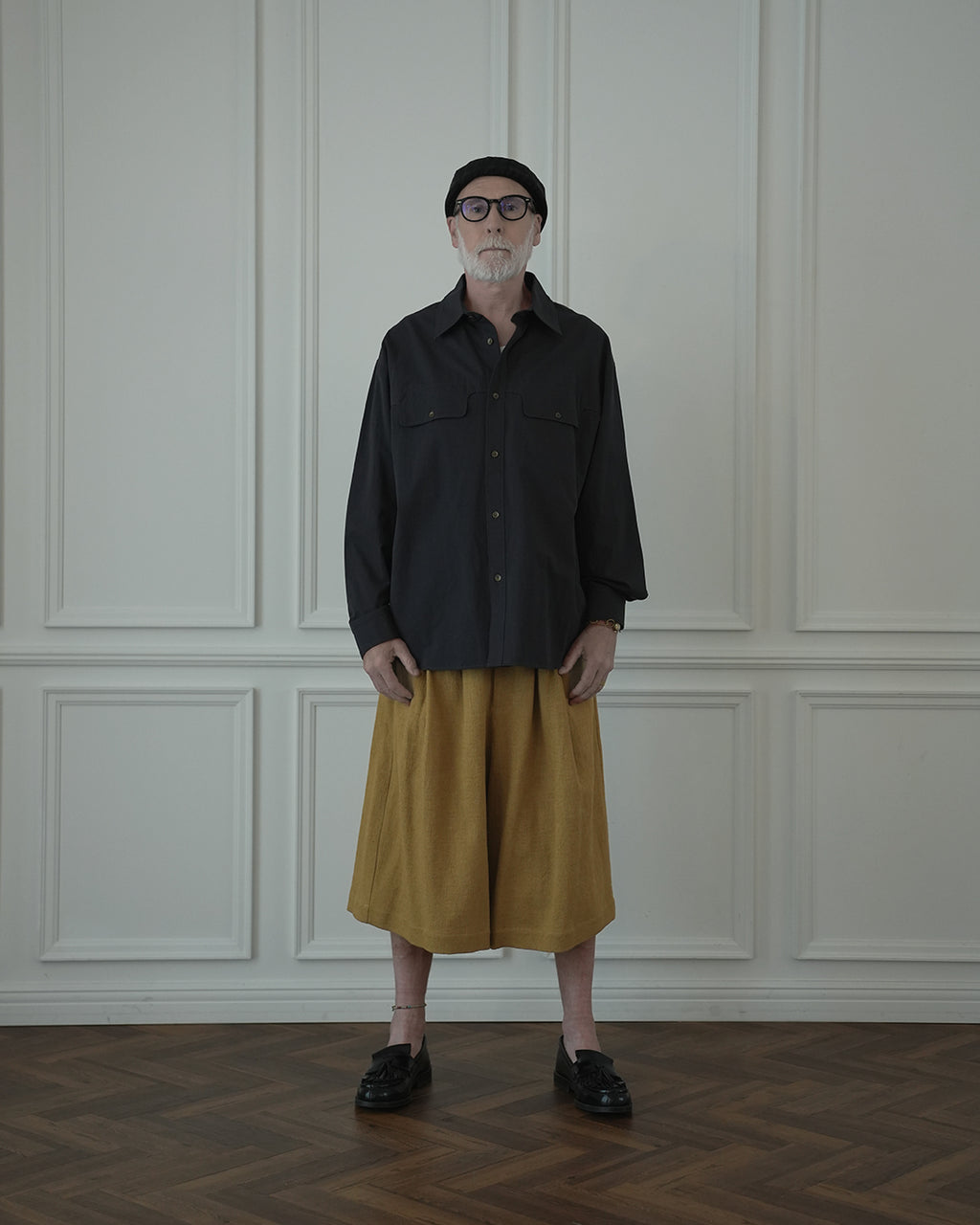 Layered Design Dress Military Shirt.