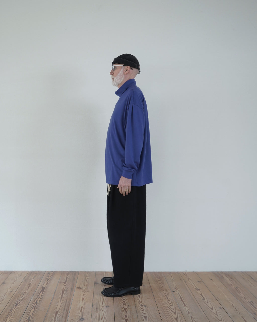 Super100s WOOL Plating Turtleneck L/S Logo TEE <#royal blue>