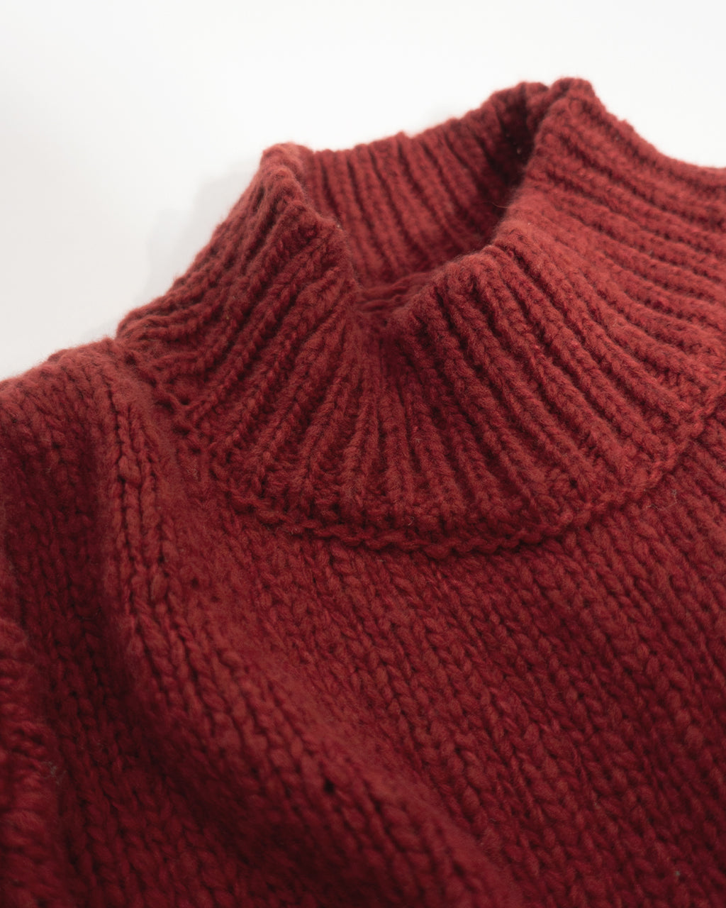 Wool Blend High Neck Hand-like Knit / Sweater <#red>