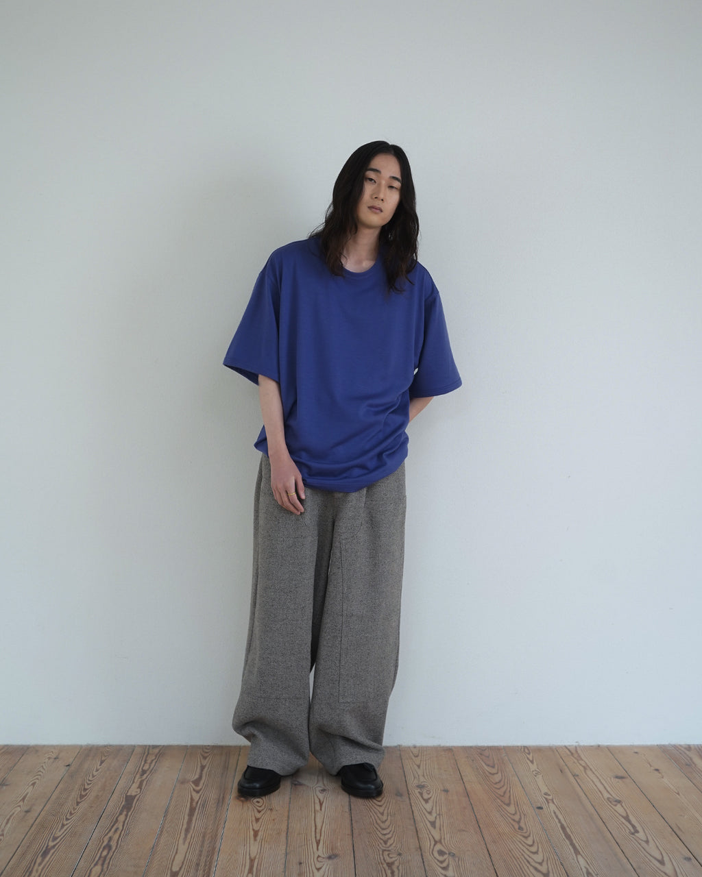 Super100s WOOL Plating Jersey S/S Logo TEE <#royal blue>