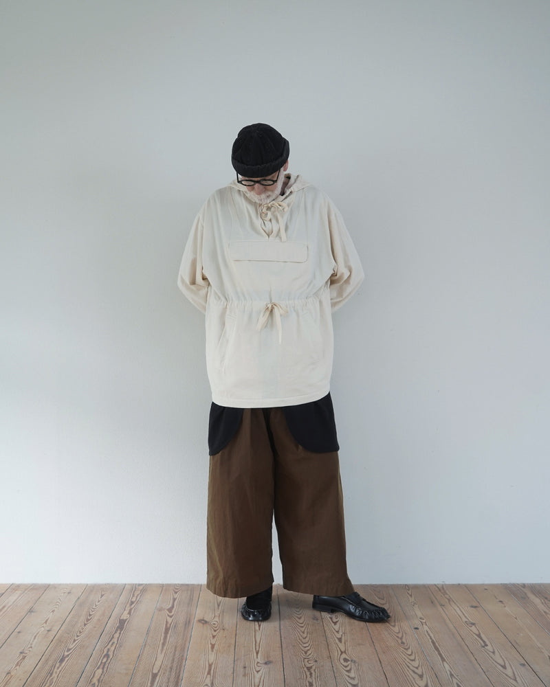 Brushed Cotton Flannel Biowash French Anorak Parka <#ivory>