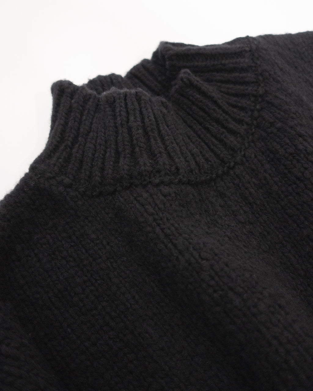 Wool Blend High Neck Hand-like Knit / Sweater <#black>