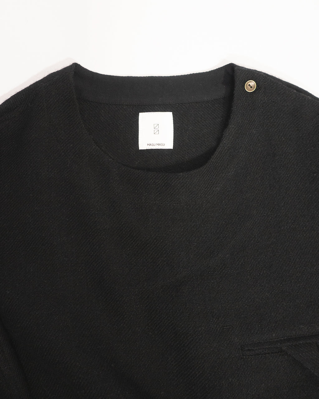 Shetland Wool Linen Crew Neck LS Tuck Rib Pullover <#black>