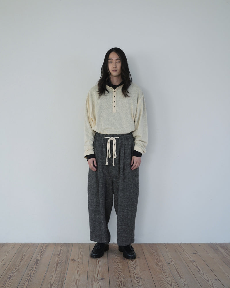 Shetland Wool Linen Rope Belt Easy Sarouel Pants <#charcoal>