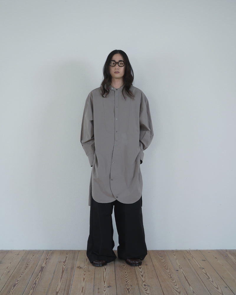 Cotton Typewriter Round Slit Long Officer Shirt <#greige>