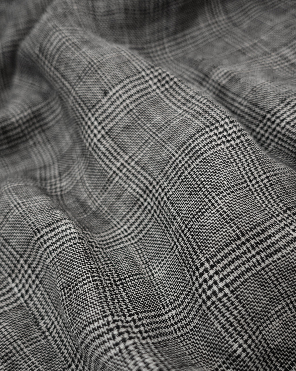 Glen Check Linen Back Belt 3Tuck Wide Straight Trousers <#glen check>