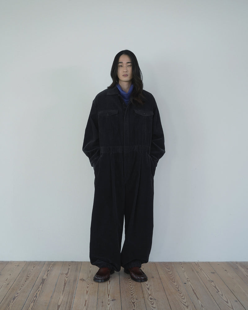 Vintage Washed Corduroy Euromilitary Jumpsuit <#ink black>