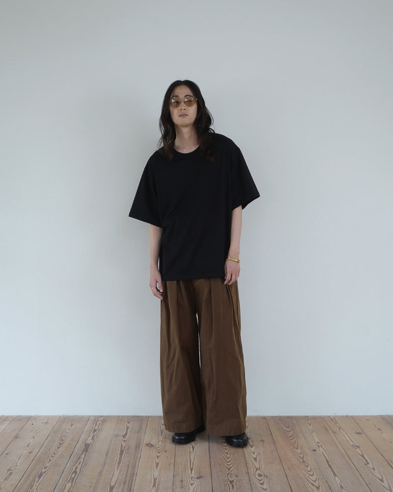 Super100s WOOL Plating Jersey S/S Logo TEE <#black>