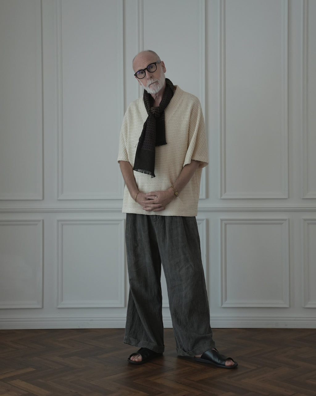 Waffle Russell V Neck 3/4 Sleeve Dolman Knit Pullover.