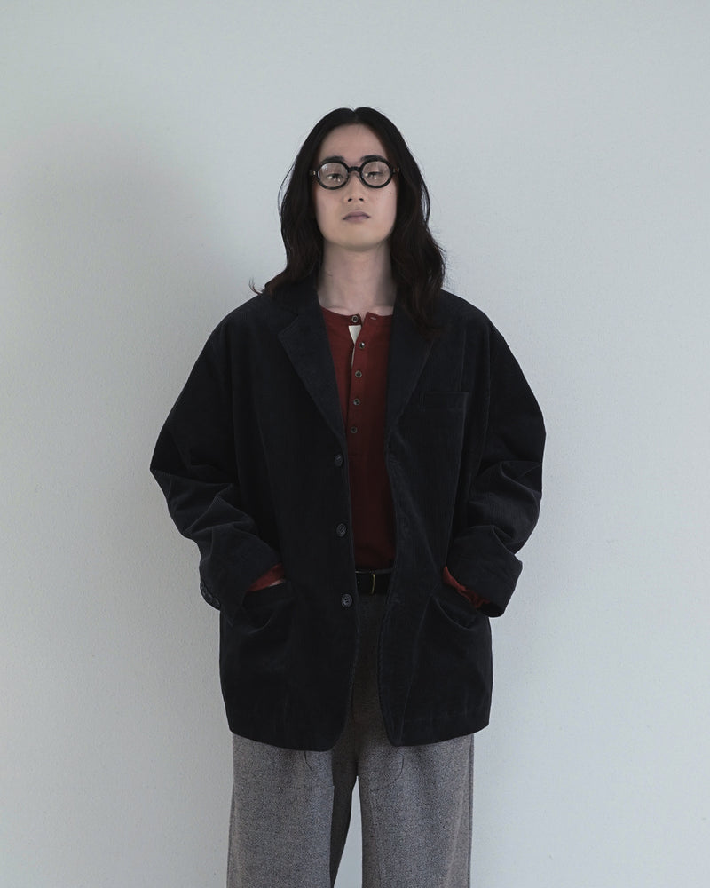 Vintage Washed Corduroy Single Tailored Jacket <#ink black>