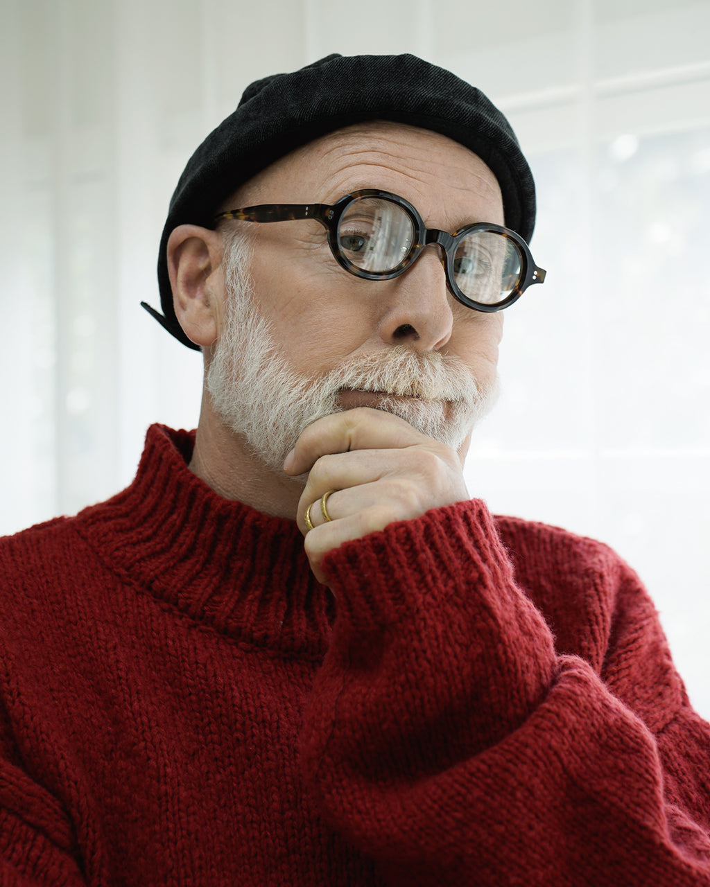 〼〼×Sabae Television Cut Modern Frame Glasses <#brown>