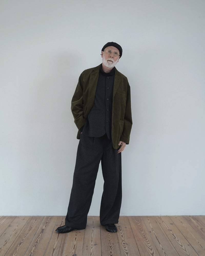 Vintage Washed Corduroy Single Tailored Jacket <#olive>