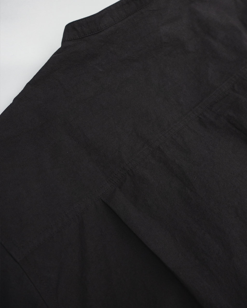 Organic Cotton Band Collar Side Slit Grandpa Shirt <#black>