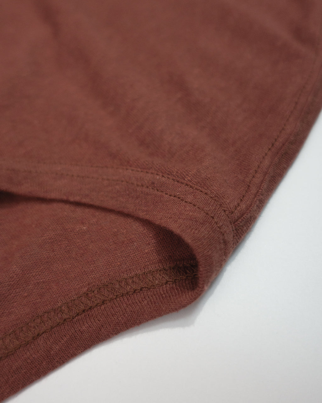 Linen Jersey Henley Neck Middle Length L/S Tee <#terracotta>