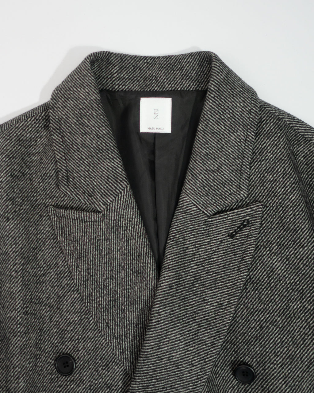 Wool Blend Double-Breasted Long Coat <#gray>