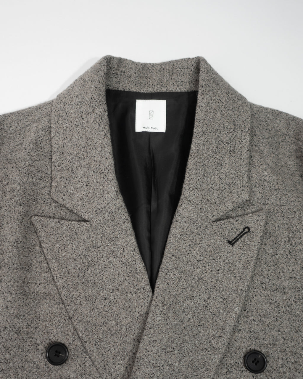 Wool Blend Double-Breasted Long Coat <#greige>