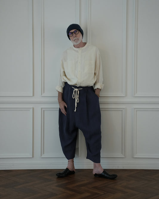 Band Collar Henley Neck Like Atelier Shirt.