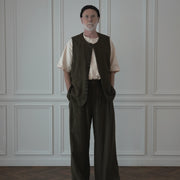 Button Design Crew Neck Vest.