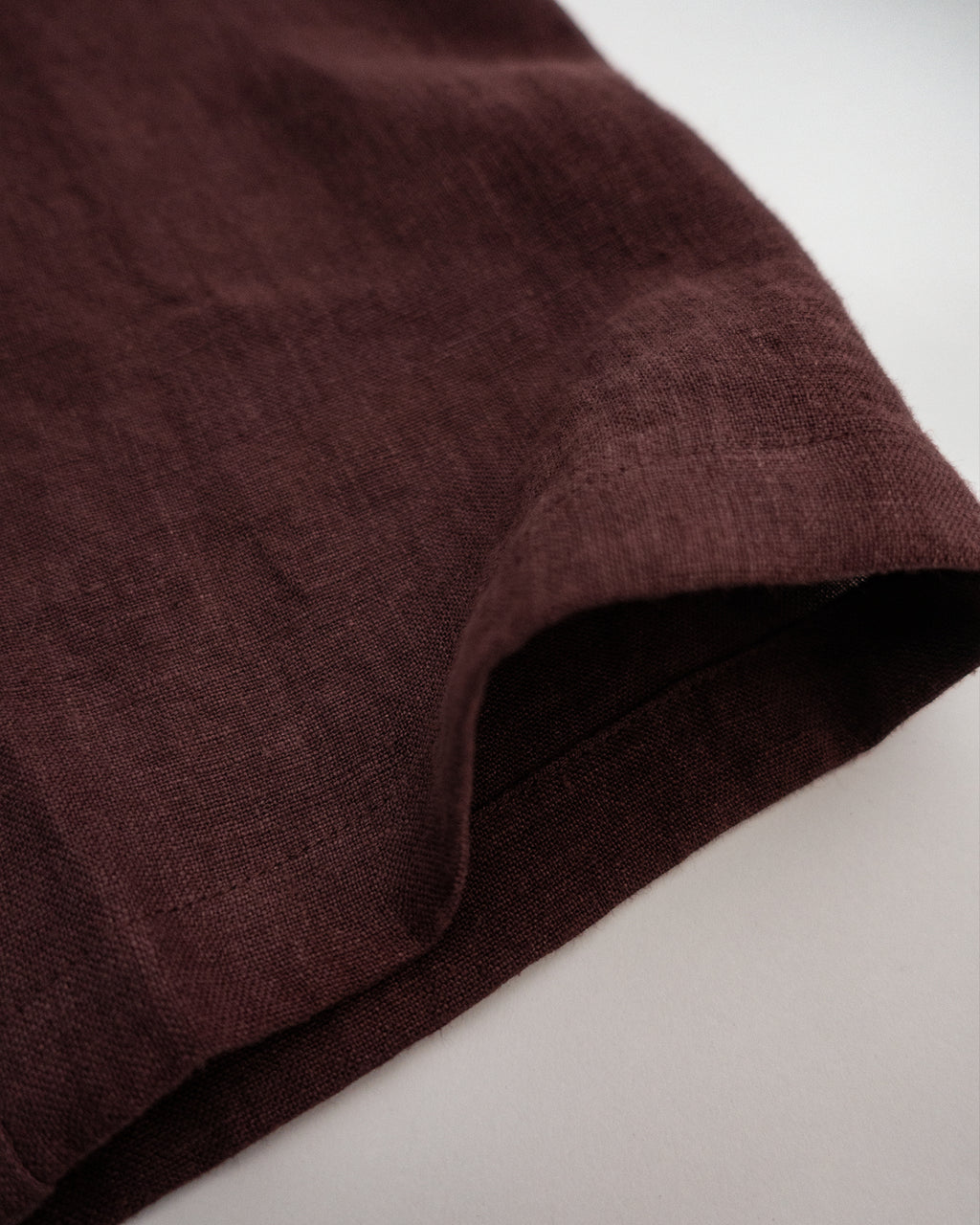 French Linen Side Shirring Long-Sleeve Pullover<#burgundy>