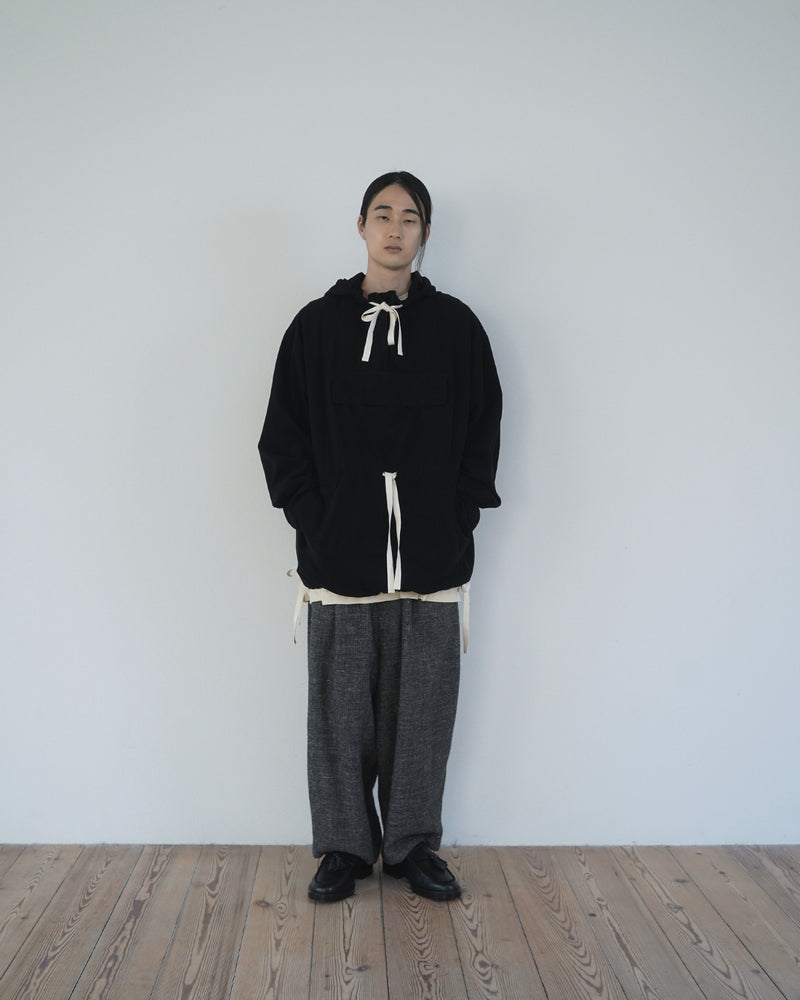 Brushed Cotton Flannel Biowash French Anorak Parka <#black>