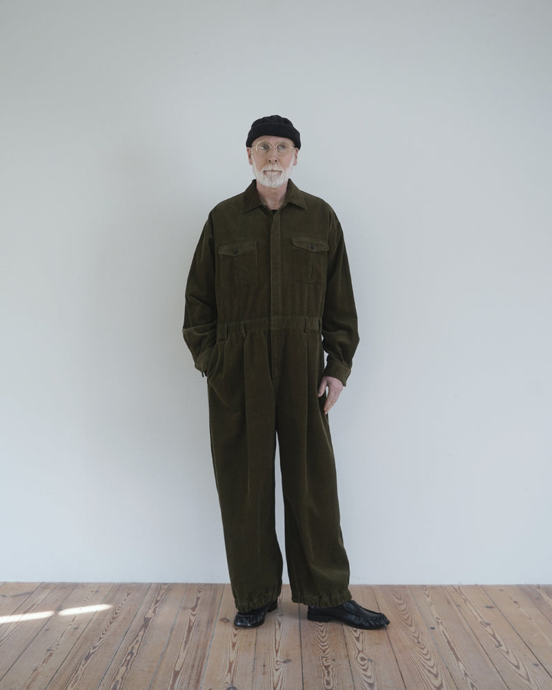 Vintage Washed Corduroy Euromilitary Jumpsuit <#olive>