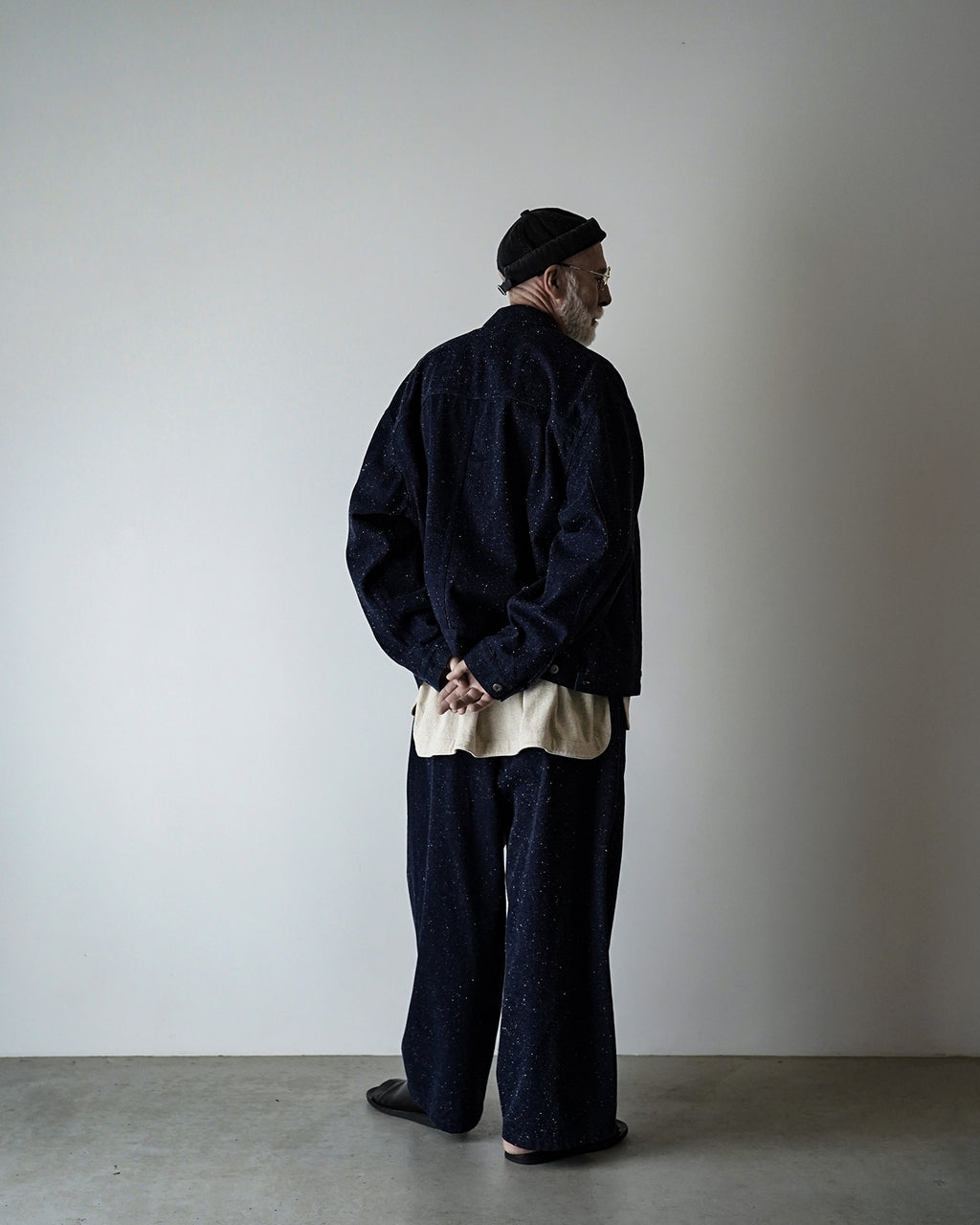 Nep Denim Belted Wide Tapered 1Tuck Baggy Pants <#indigo>