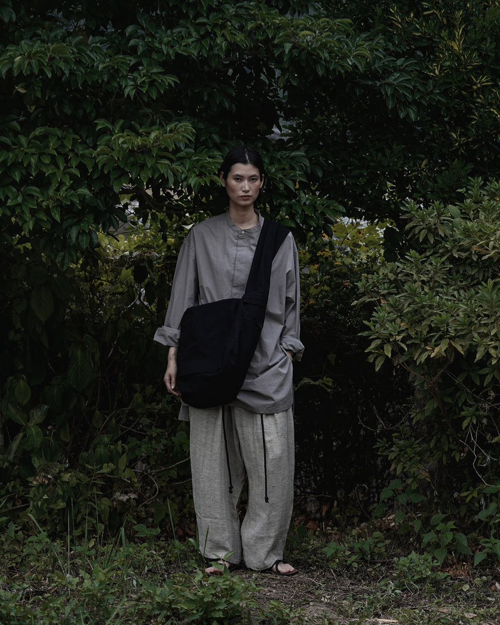Cotton Canvas News Paper Bag <#black>