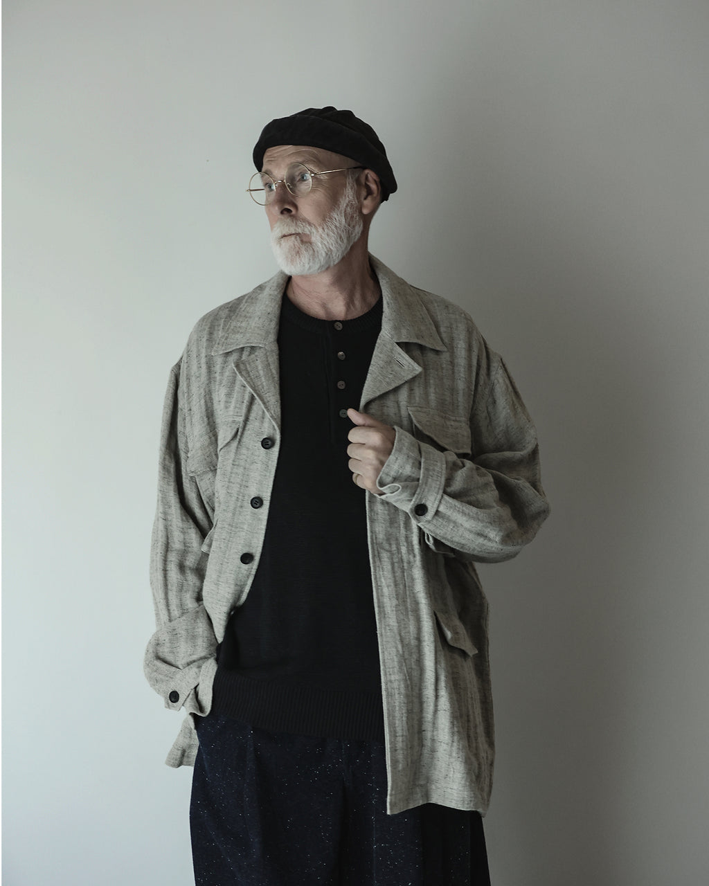 Linen Herringbone M-43 Field Jacket <#heather gray>