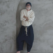 Band Collar Henley Neck Like Atelier Shirt.