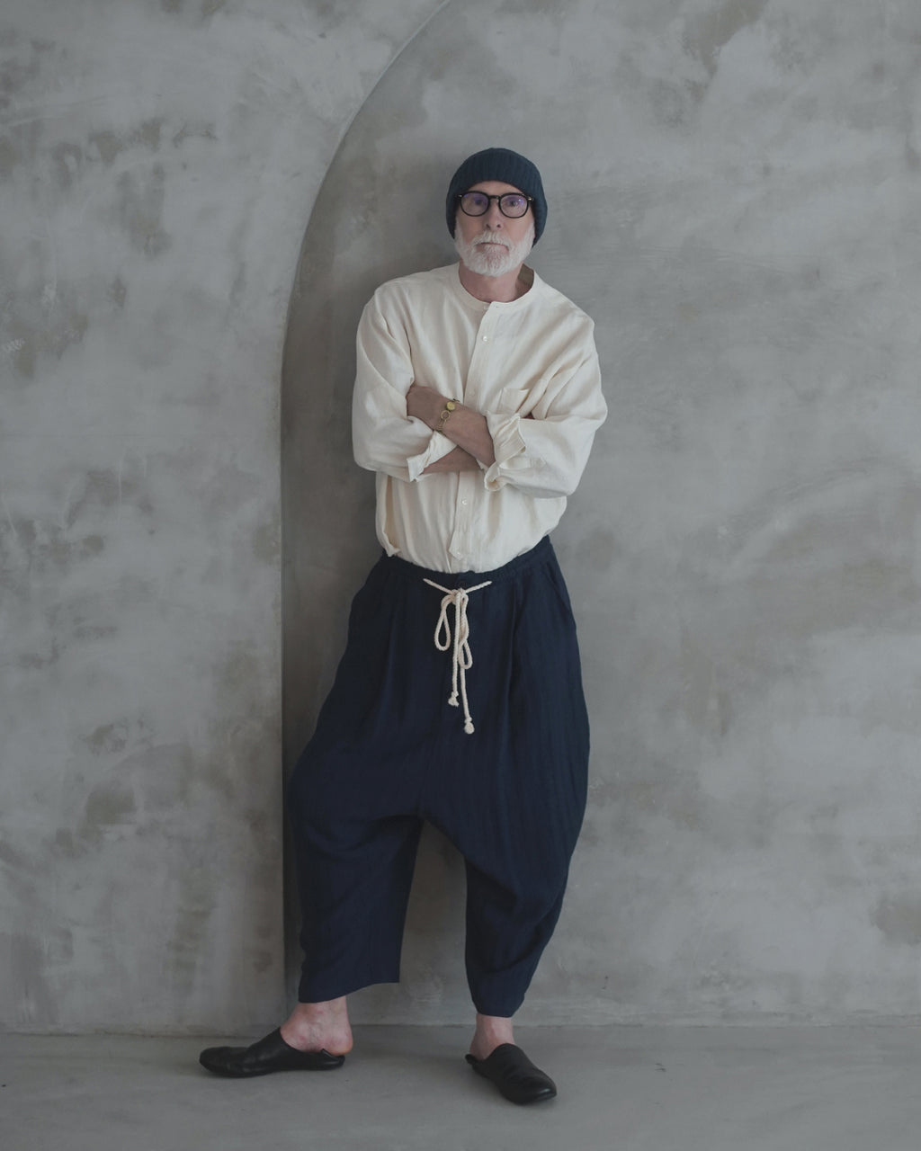 Band Collar Henley Neck Like Atelier Shirt.