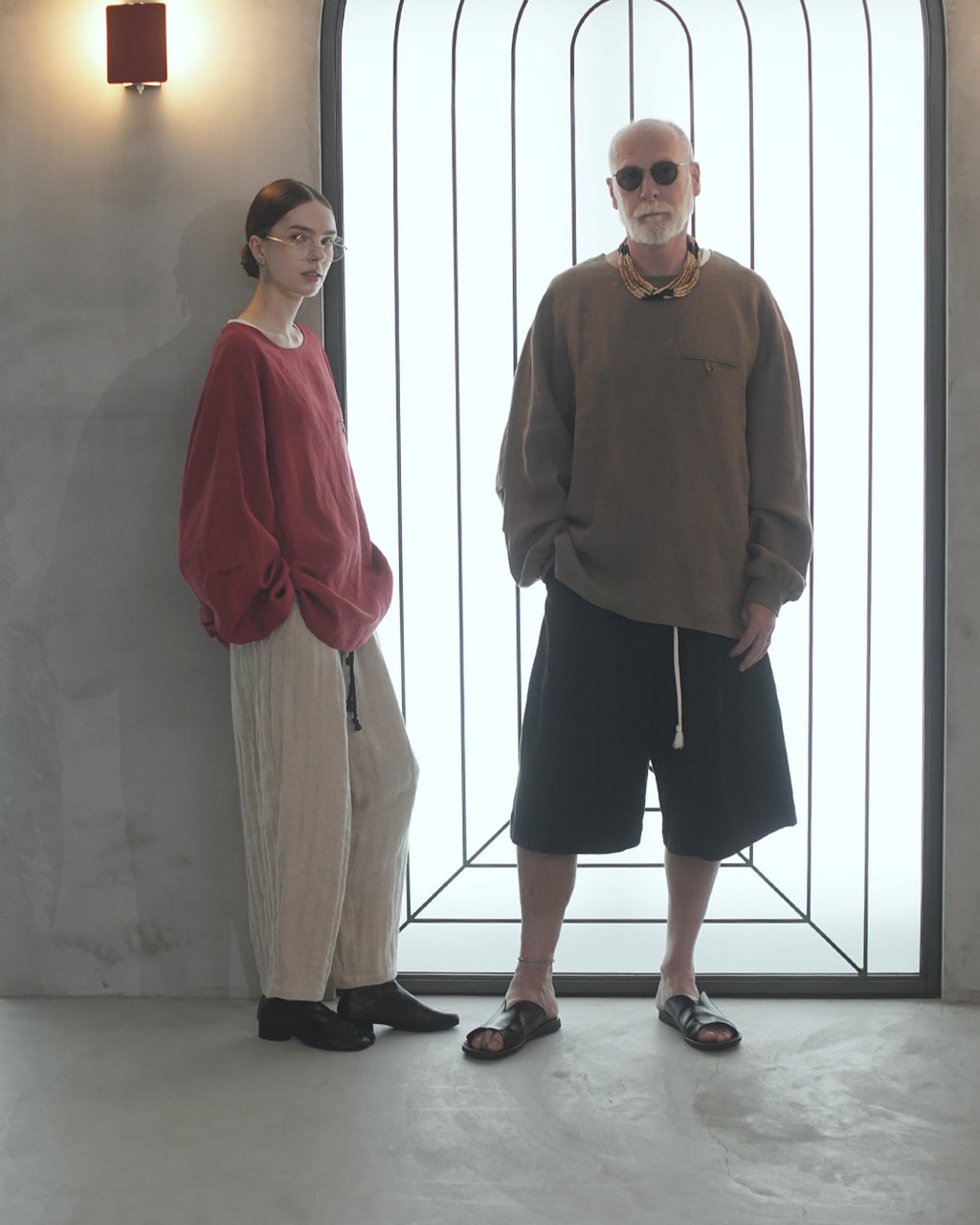 Ankle Length Easy Sarouel Pants <#ivory>