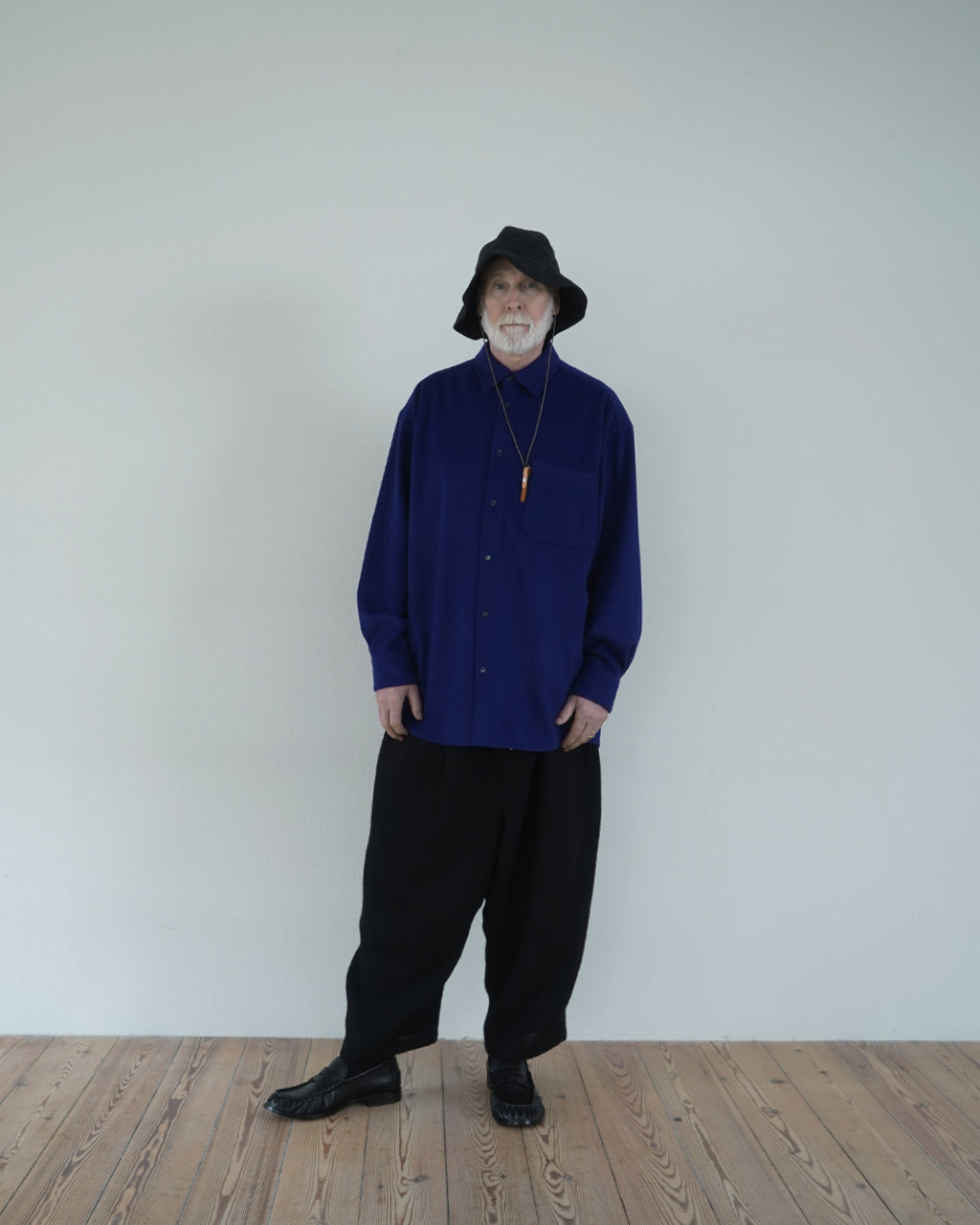 Shetland Wool Linen Rope Belt Easy Sarouel Pants <#black>