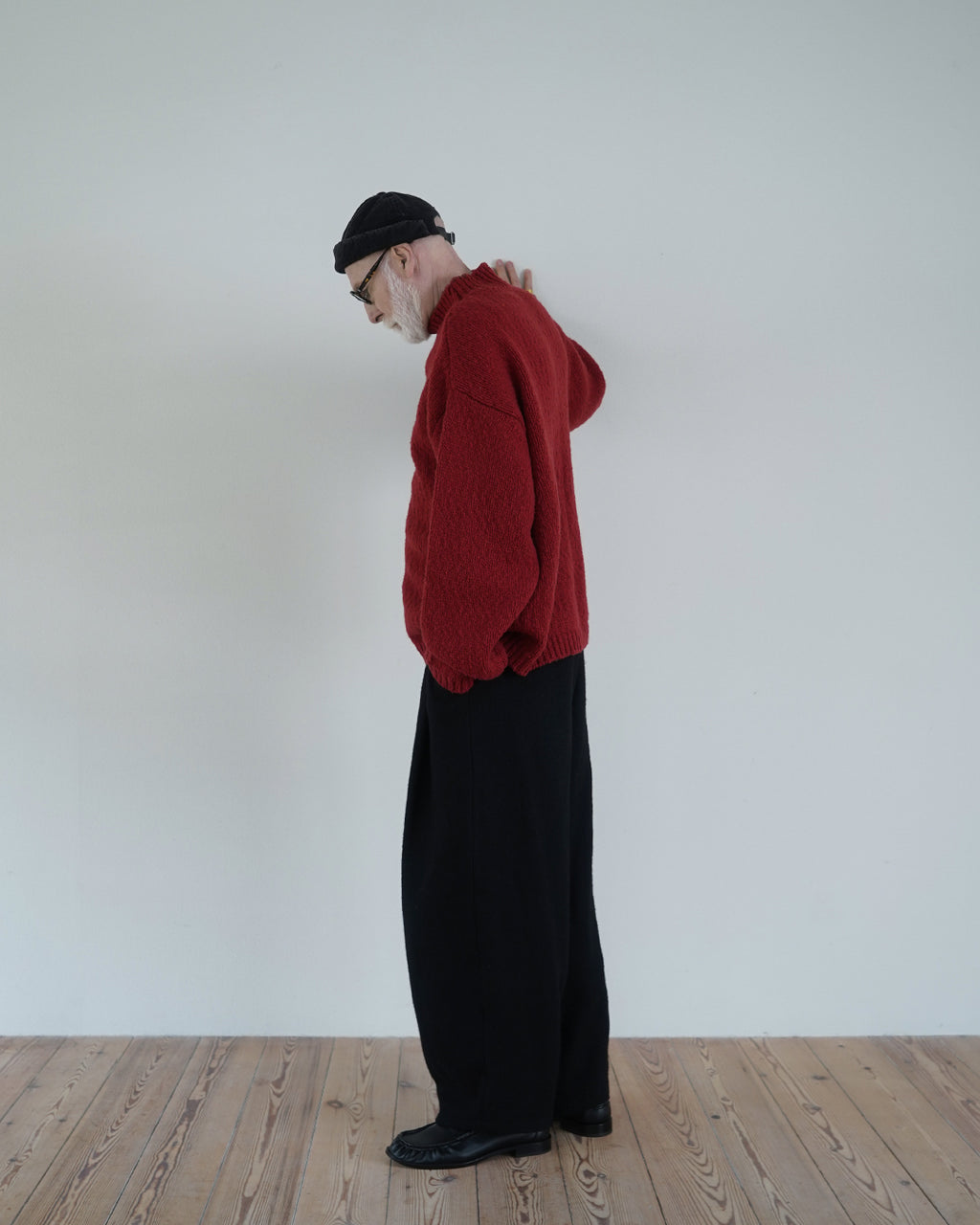 Wool Blend High Neck Hand-like Knit / Sweater <#red>