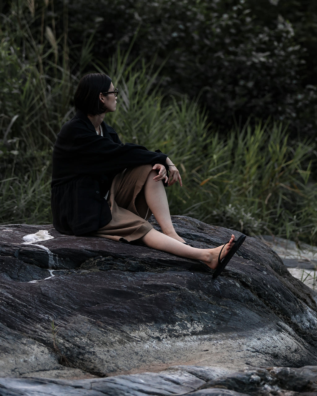 Linen Herringbone M-43 Field Jacket <#black>