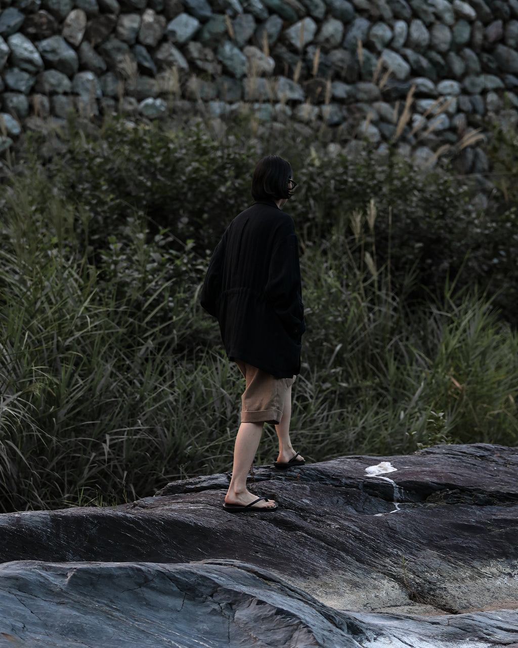 Linen Herringbone M-43 Field Jacket <#black>