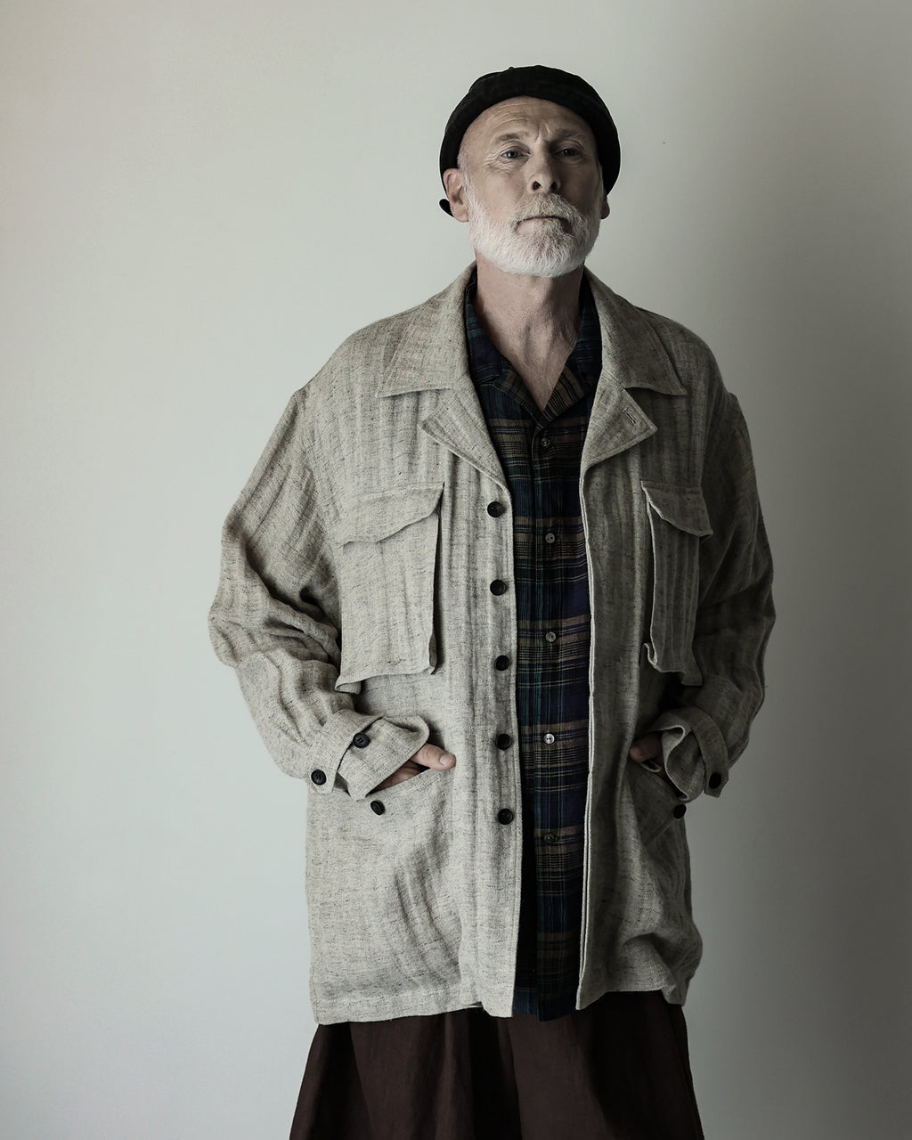 Linen Herringbone M-43 Field Jacket <#heather gray>