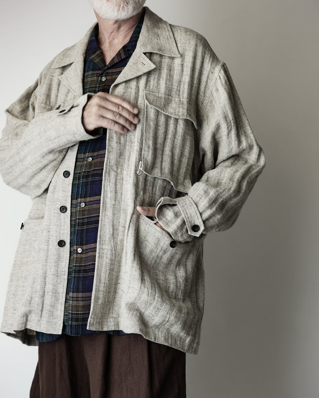 Linen Herringbone M-43 Field Jacket <#heather gray>