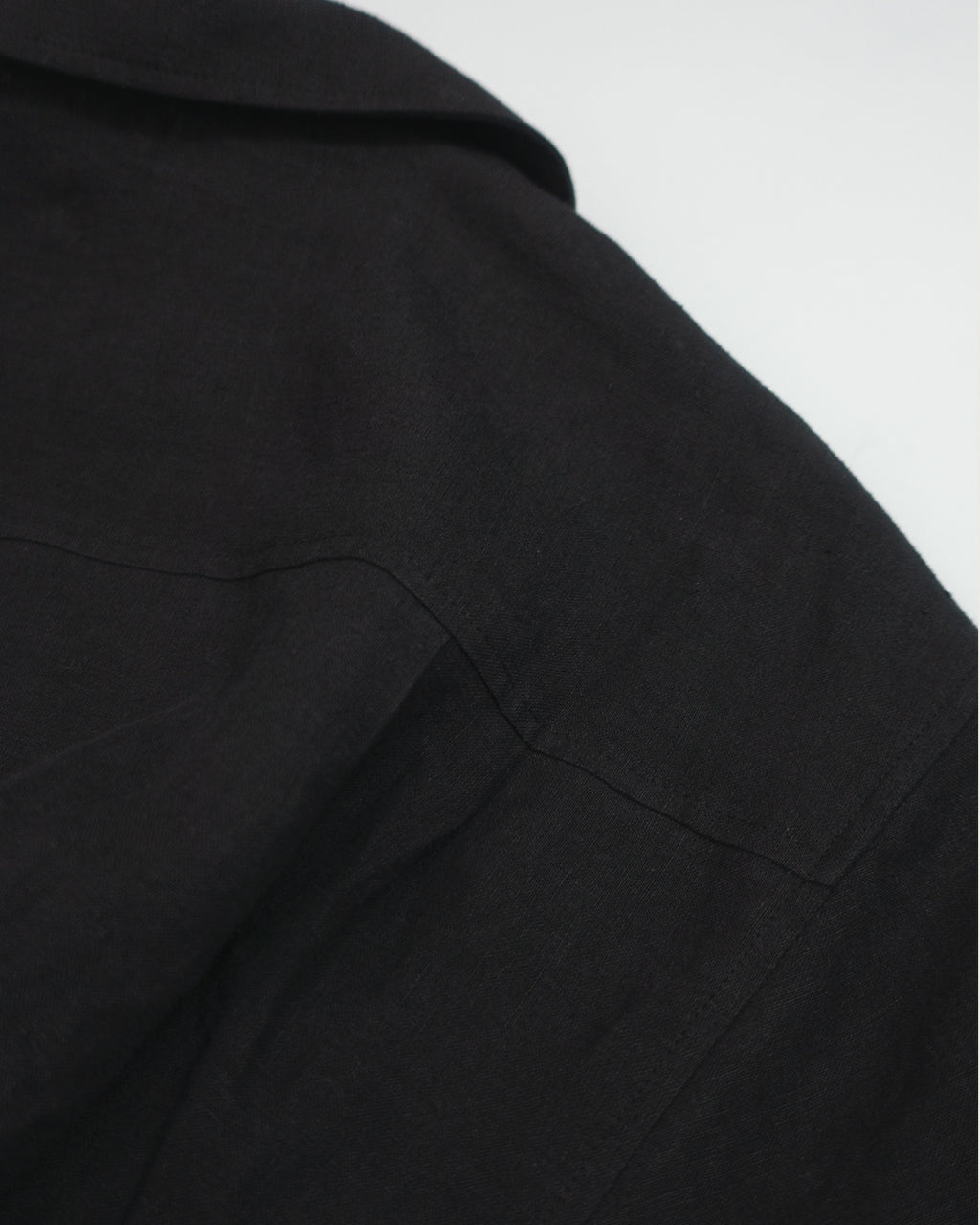 Wash Linen Open Collar 3/4 Sleeve Sleeping Shirt <#black>